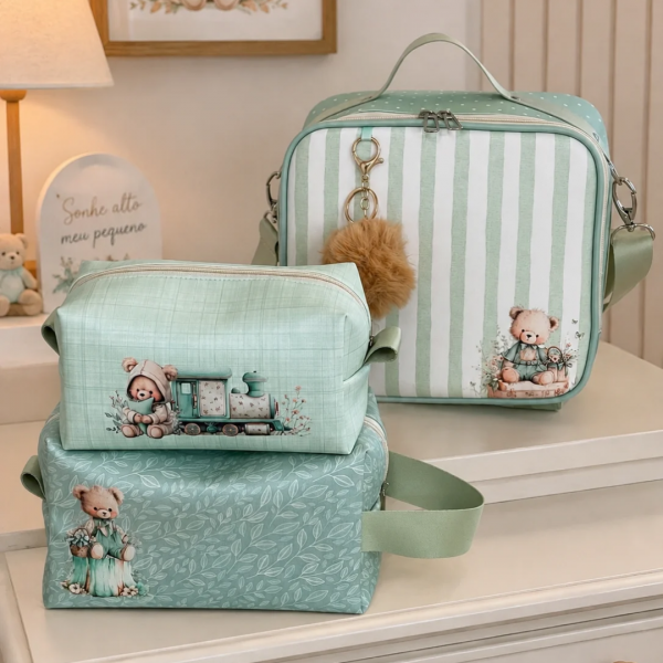 Kit completo Frasqueira + 2 Necessaires Box - Verde Menino