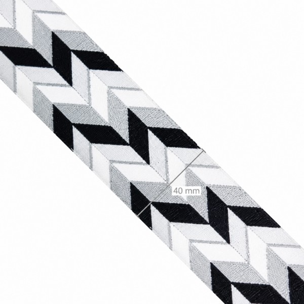 Alça Especial Estampada – 40mm – Panamá Prata (Rolo 5m) - Kateliê Composê