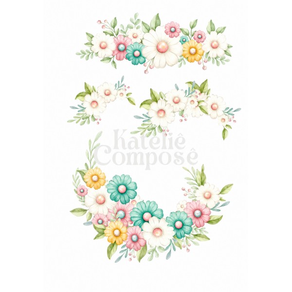 DTF Têxtil – Termocolante – Floral 3 - Kateliê Composê