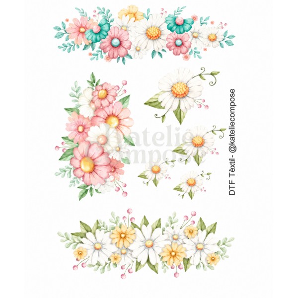 DTF Têxtil – Termocolante – Floral 4 - Kateliê Composê