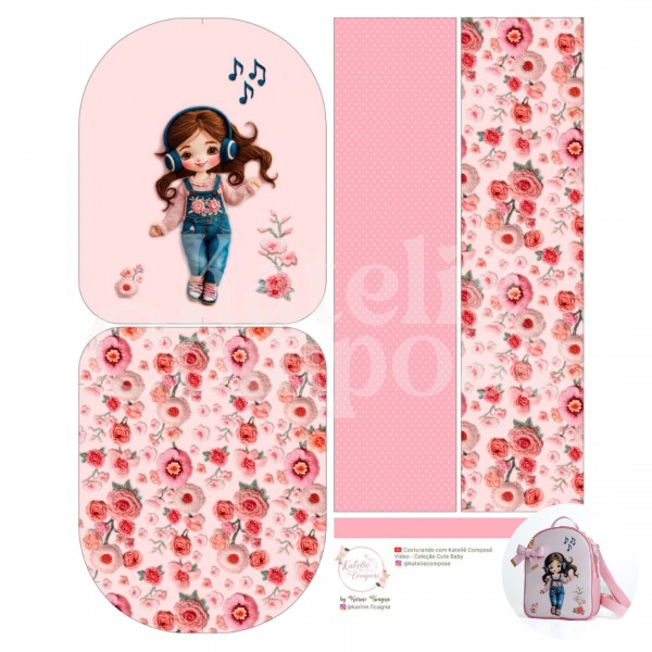 Painel Mochila – Rosa Melody – Encanto de Menina - Kateliê Composê