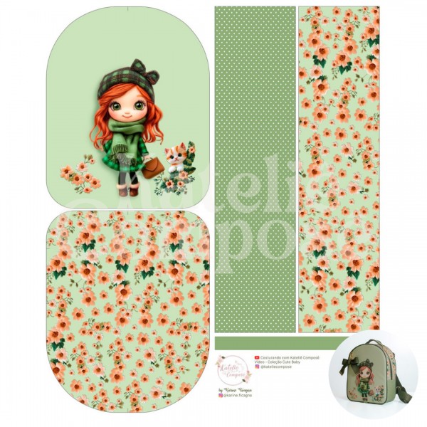 Painel Mochila – Verde Liz – Encanto de Menina - Kateliê Composê