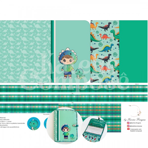 Painel Capa Caderno/Agenda – Dino – Encanto de Menino - Kateliê Composê