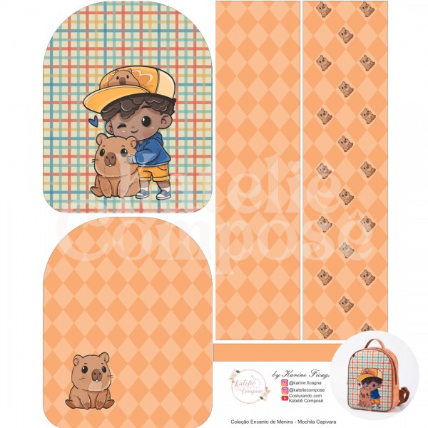 Painel Mochila – Capivara – Encanto de Menino - Kateliê Composê