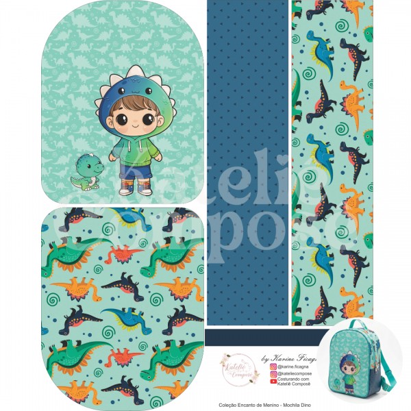 Painel Mochila – Dino – Encanto de Menino - Kateliê Composê