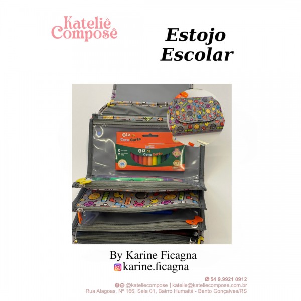Projeto Digital - Estojo Escolar - Kateliê Composê