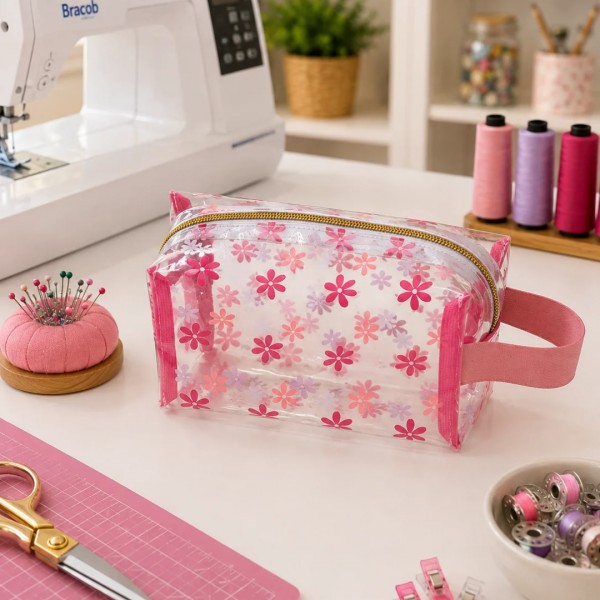 Kit Trio de Necessaires Flores Rose + 3 Sabonetes Artesanais