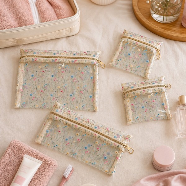 Kit de Necessaires Flores + 3 Sabonetes Artesanais