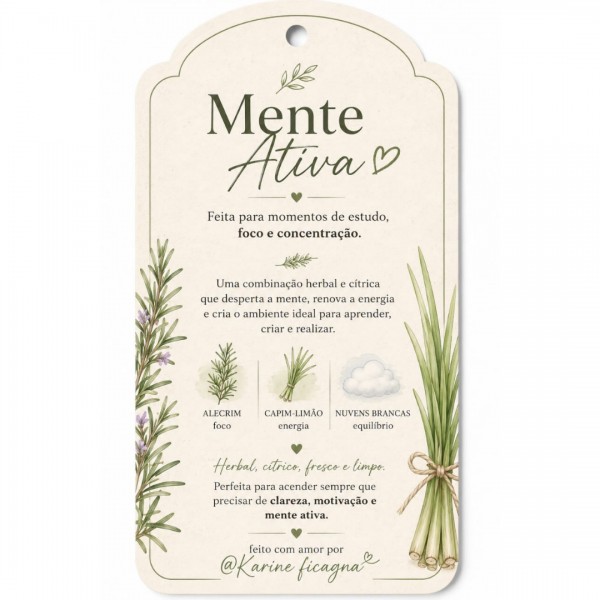 Vela Aromática Artesanal – Mente Ativa