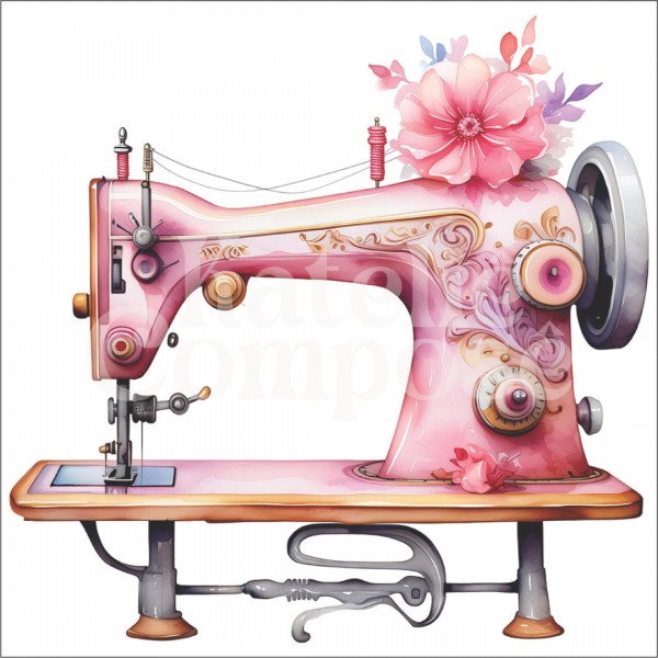 DTF Têxtil – Termocolante – Maquina de Costura Rosa - Kateliê Composê