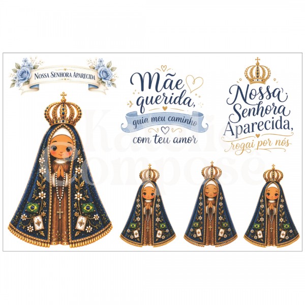 DTF Têxtil – Termocolante – Nossa Senhora Aparecida - Kateliê Composê