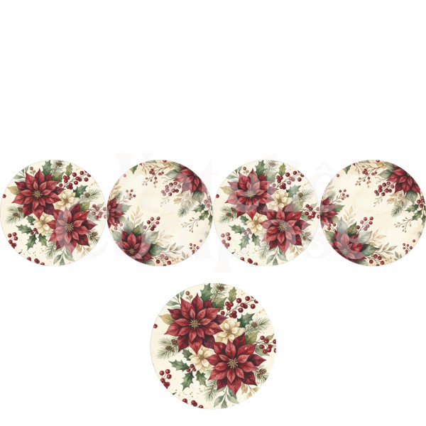 Coleção Mesa Posta Natal – Painel Sousplat – Flor de Natal Bege - Kateliê Composê