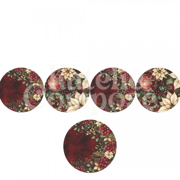 Coleção Mesa Posta Natal – Painel Sousplat – Flor de Natal Vermelho - Kateliê Composê