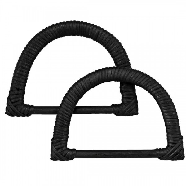 Alça p/ Bolsa de Rattan - 15x10,5cm - Preto - Kateliê Composê