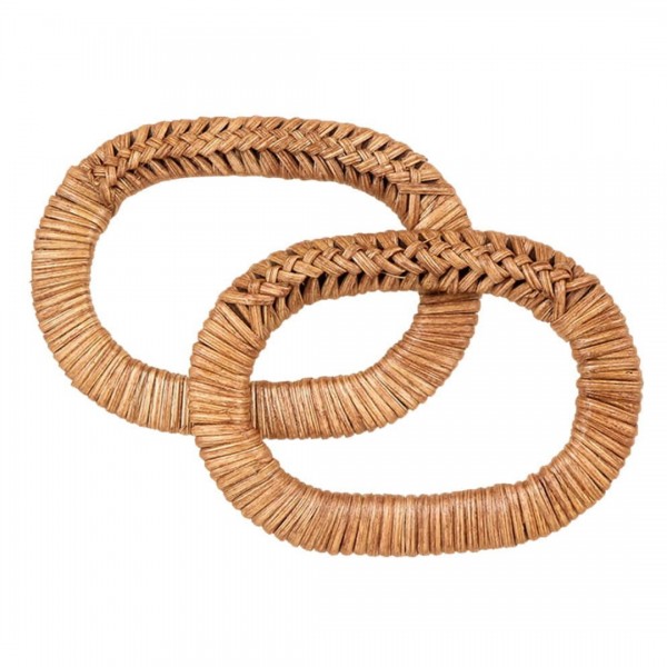 Alça p/ Bolsa de Rattan - 13,5x9,5cm - Bege - Kateliê Composê