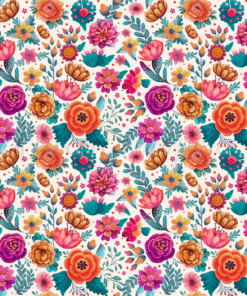 Sintético Doll Estampado - Viva - Floral rosa-laranja