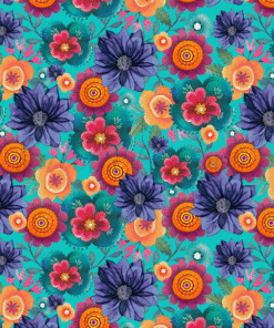 Sintético Doll Estampado - Viva - Floral fundo verde