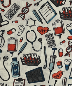 K202 Tecido tricoline 100% algodão - Tecido estampado Enfermagem