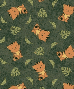 K413 Tecido tricoline 100% algodão - Tecido estampado Tigre/Folhas