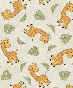 K417 Tecido tricoline 100% algodão - Tecido estampado Girafa/Folhas