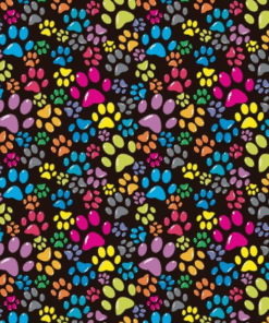 K410 Tecido tricoline 100% algodão - Tecido digital estampado Patinhas coloridas