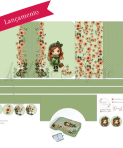 Painel Capa Caderno/Agenda - Verde Liz - Encanto de Menina
