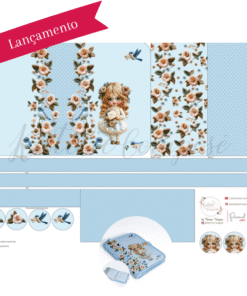 Painel Capa Caderno/Agenda - Azul Clara - Encanto de Menina