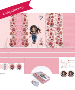 Painel Capa Caderno/Agenda - Rosa Melody - Encanto de Menina