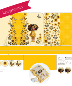 Painel Capa Caderno/Agenda - Amarelo Luna - Encanto de Menina