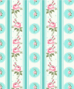 K526 Tecido tricoline 100% algodão - Tecido estampado Digital Floral Listras Tiffany