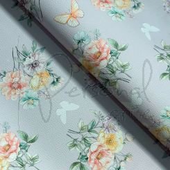 Sintético Doll Estampado Floral Aquarela - Gelo