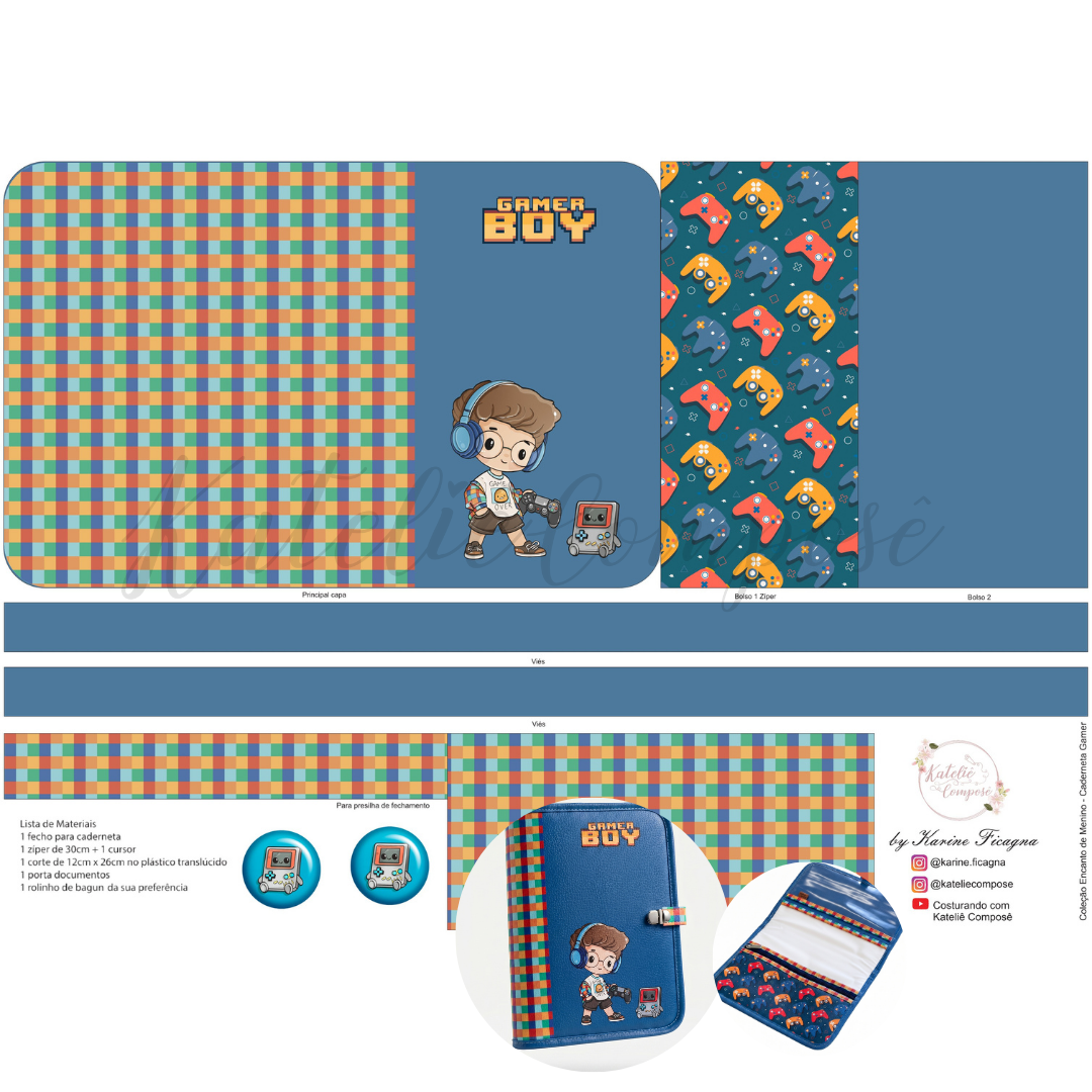 Painel Capa Caderno/Agenda - Game - Encanto de Menino