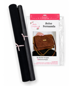 Camurção Dupla Face - Preto + Cetim Dublado + Projeto Digital Bolsa Fernanda