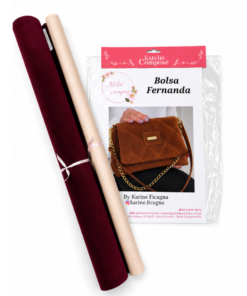 Camurção Dupla Face - Vinho + Cetim Dublado + Projeto Digital Bolsa Fernanda